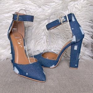 Shoe Republic LA Blue Denim Heels